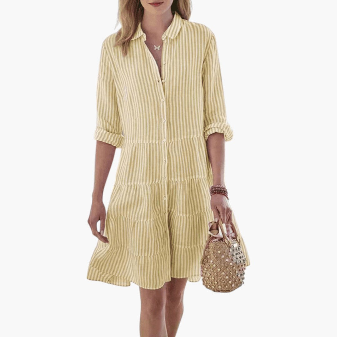 Robe femme avec motif à rayures et manches longues