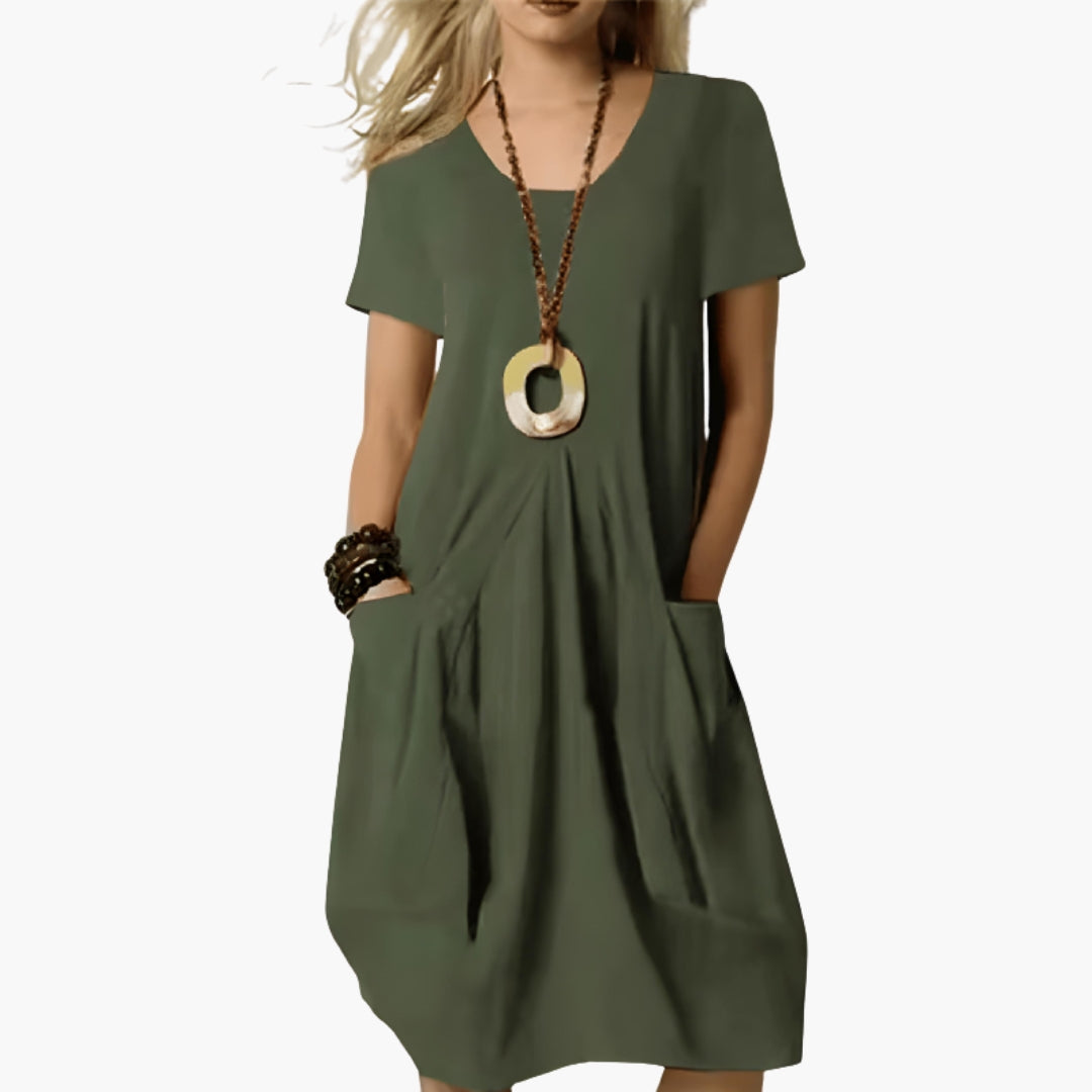Robe femme avec panneau abdominal et poches