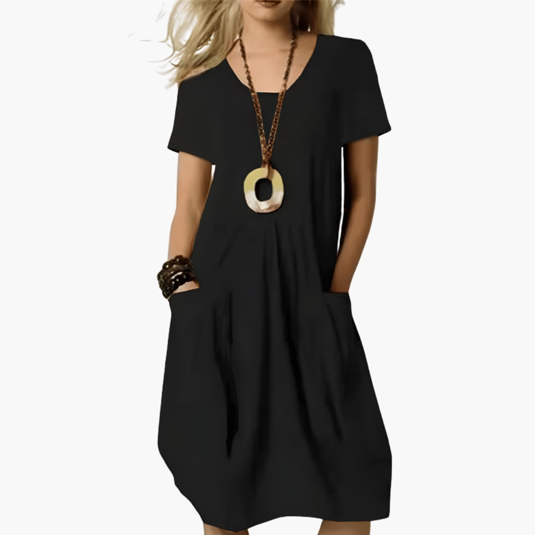 Robe femme avec panneau abdominal et poches