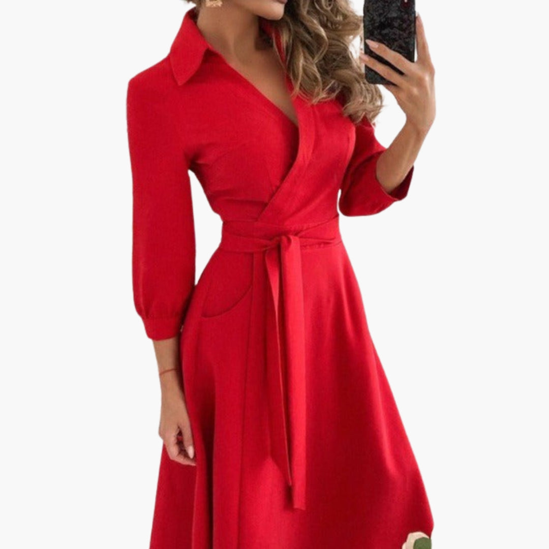 Robe femme cache cœur avec ceinture et manches longues