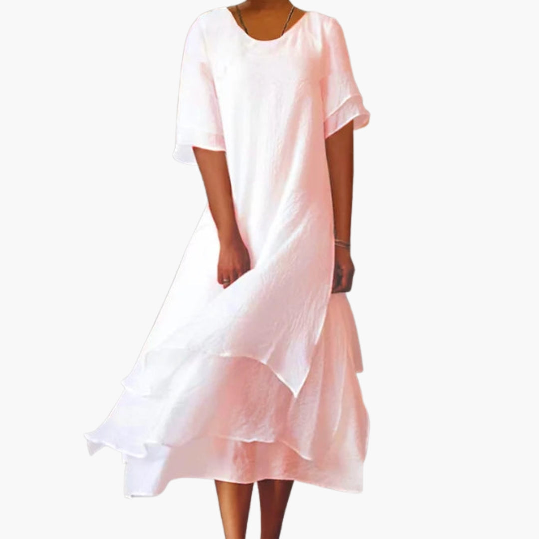 Robe femme col rond avec ourlet à volants