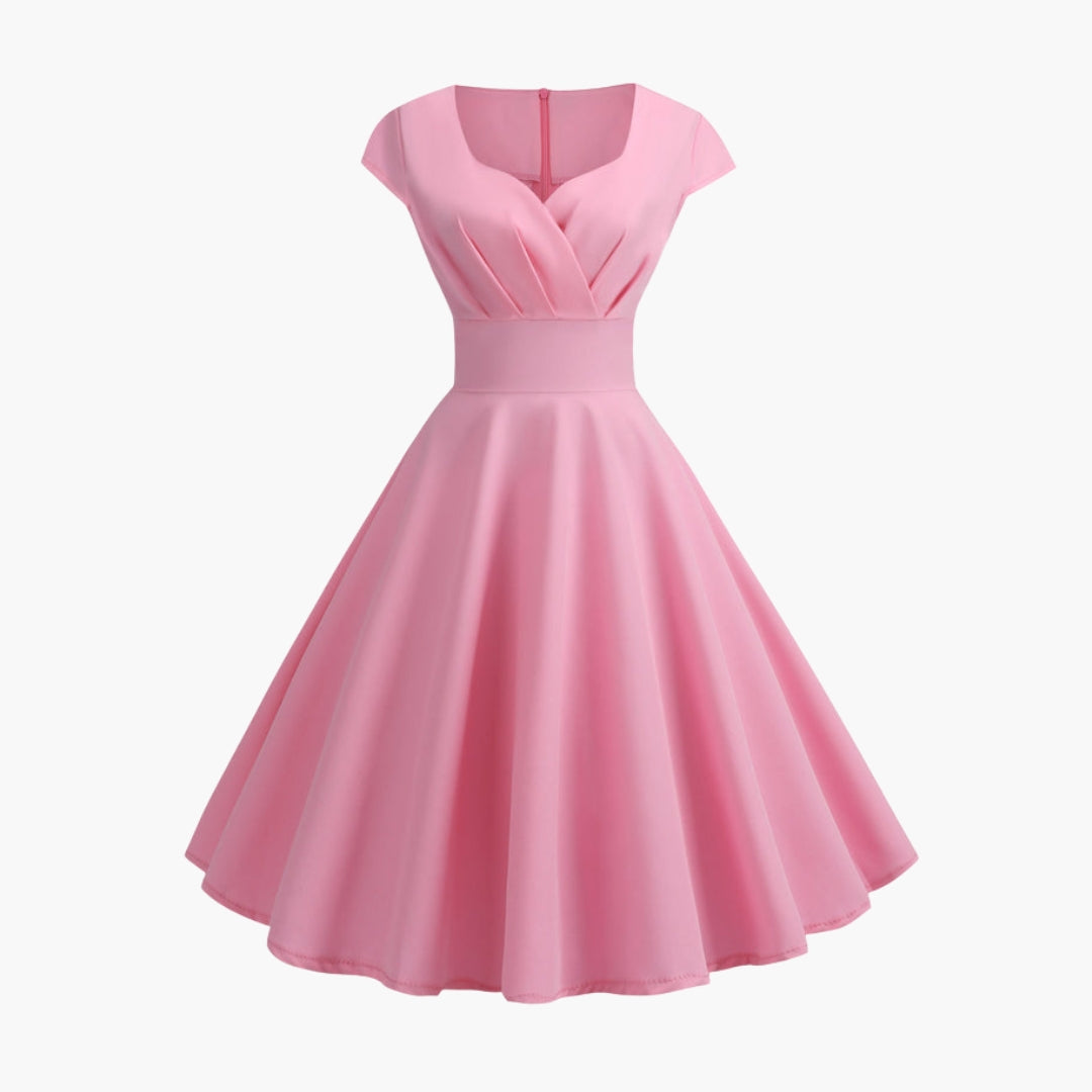 Robe femme coupe évasée avec manches courtes