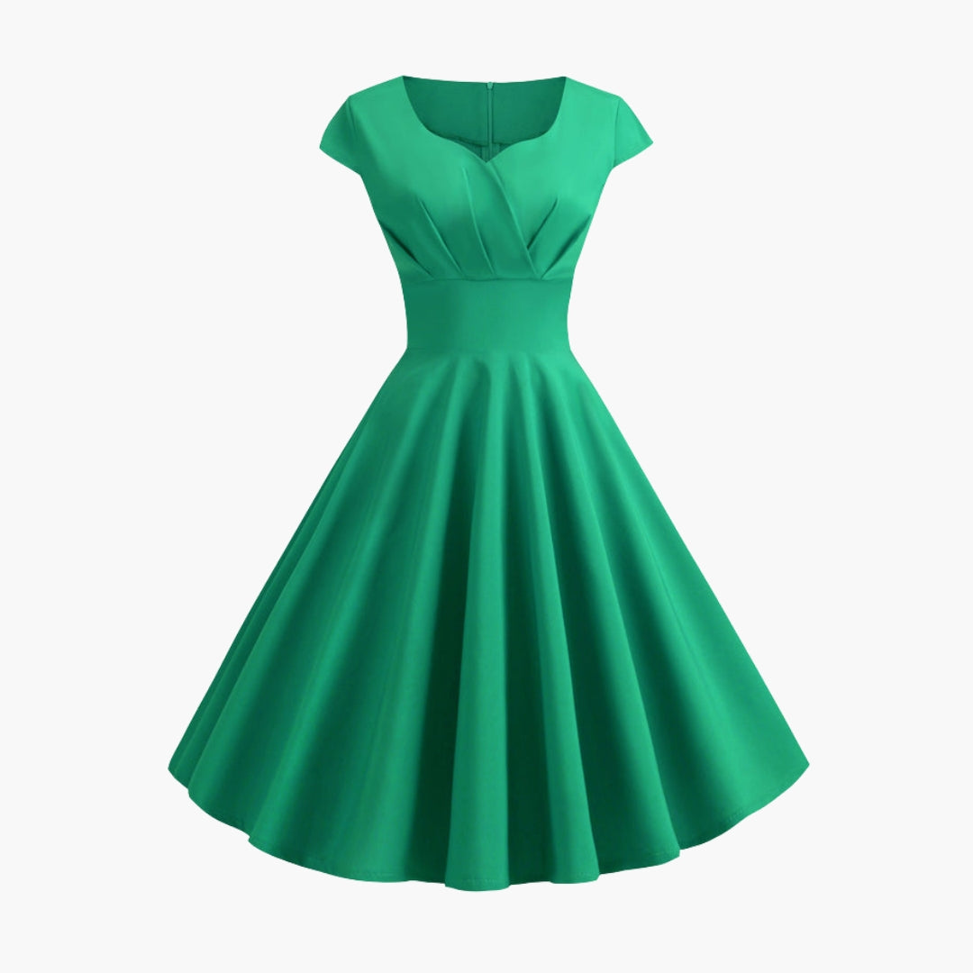 Vestido de mujer con corte acampanado y mangas cortas