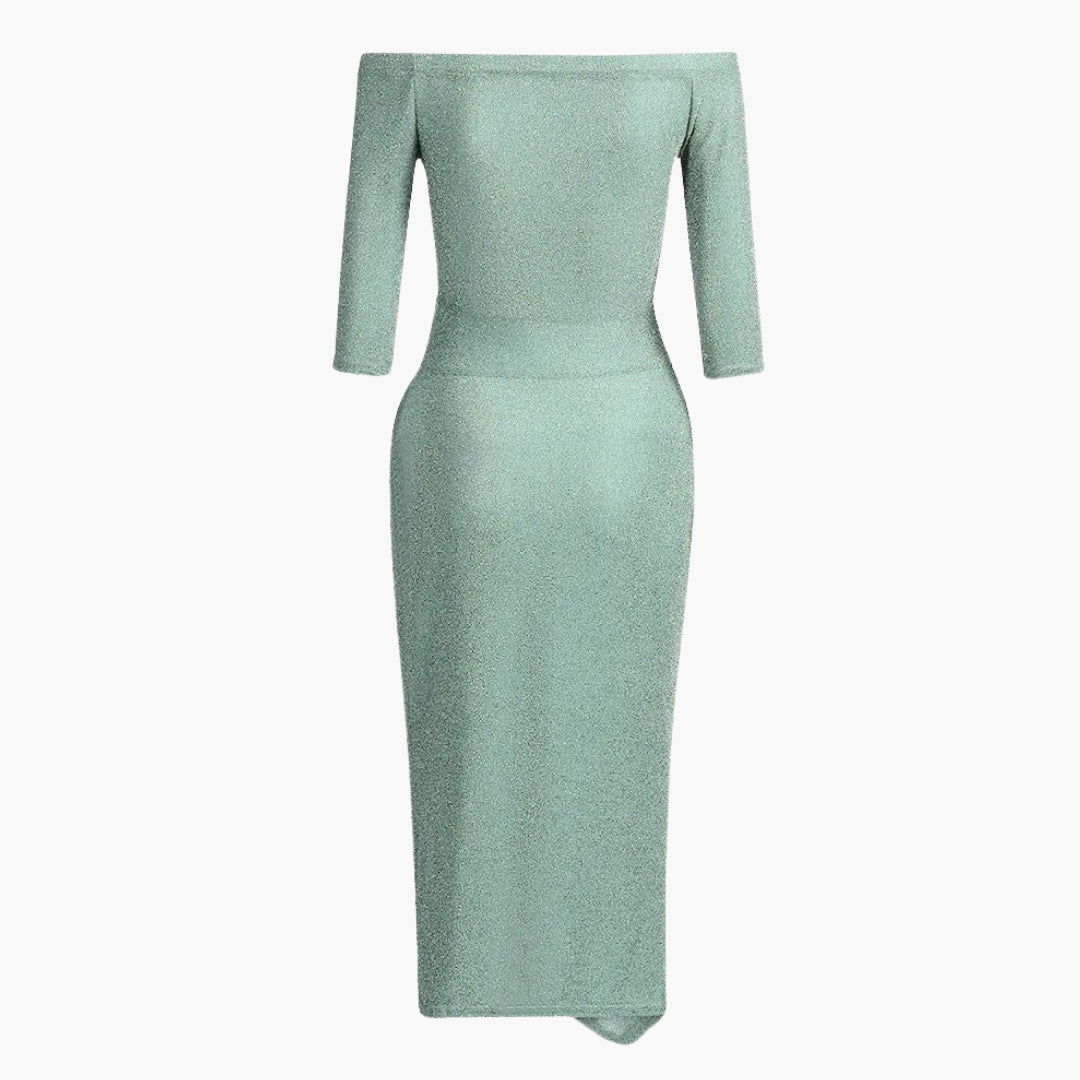Robe femme épaules dénudées avec fente latérale