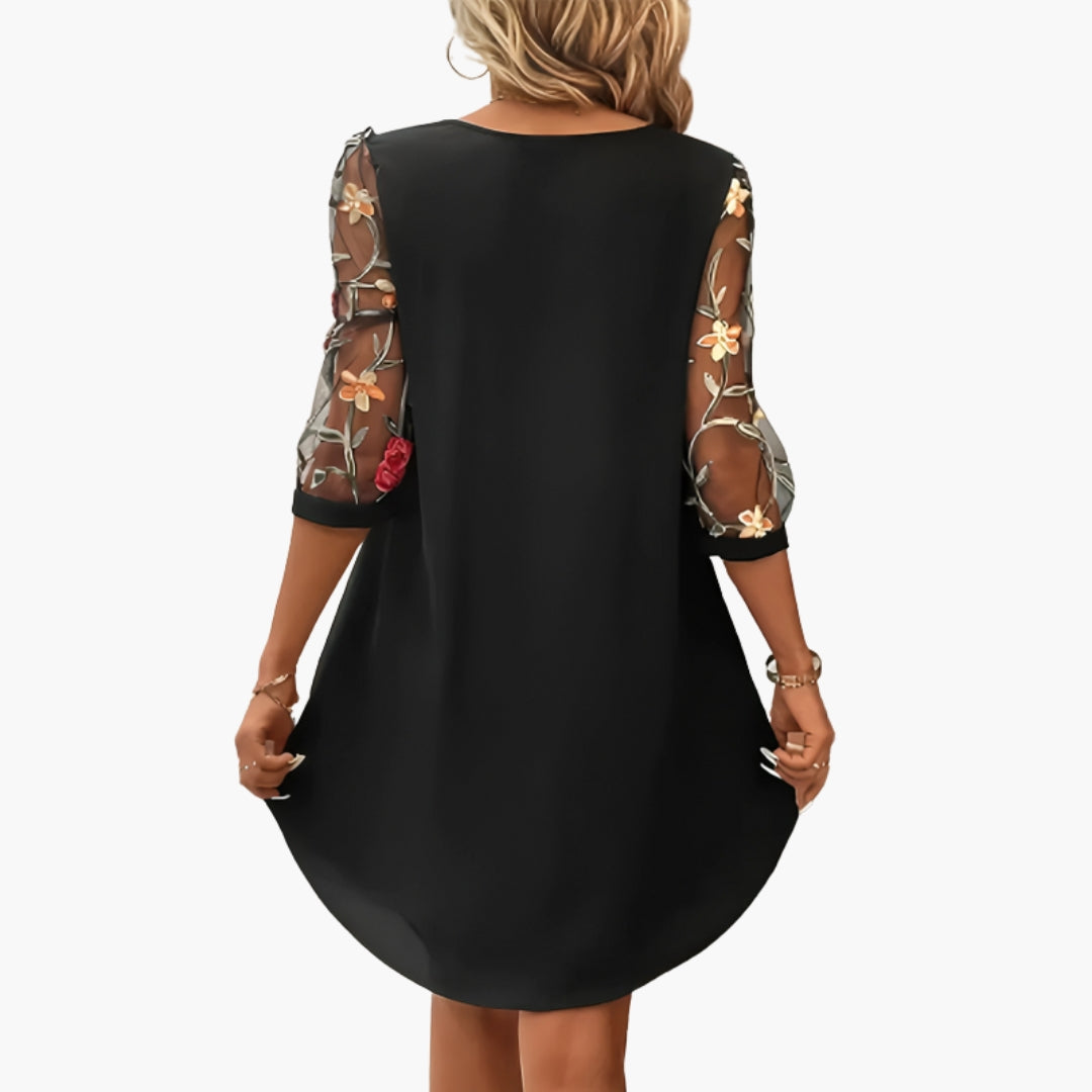 Robe femme longueur genou avec manches florales