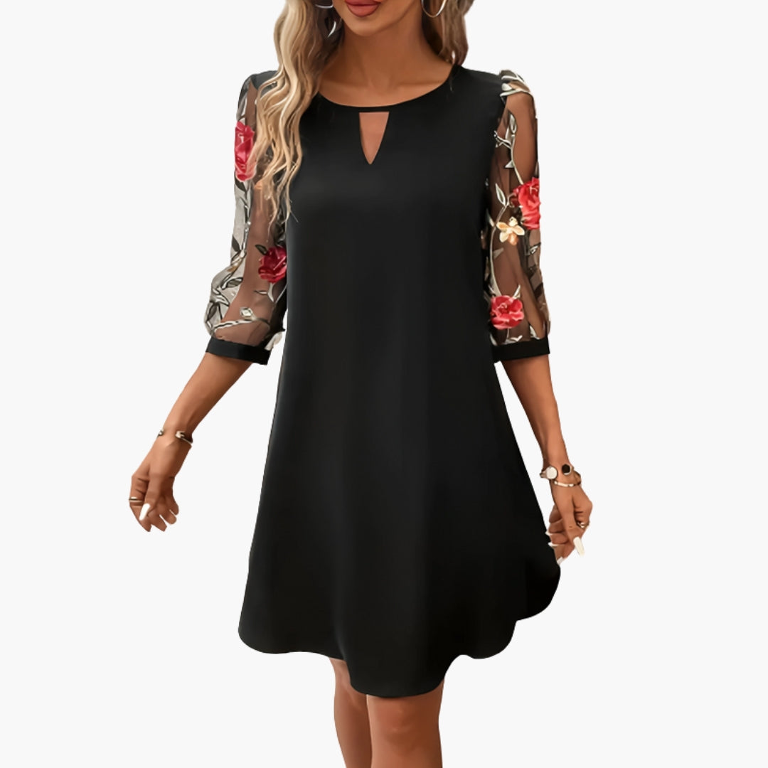 Robe femme longueur genou avec manches florales