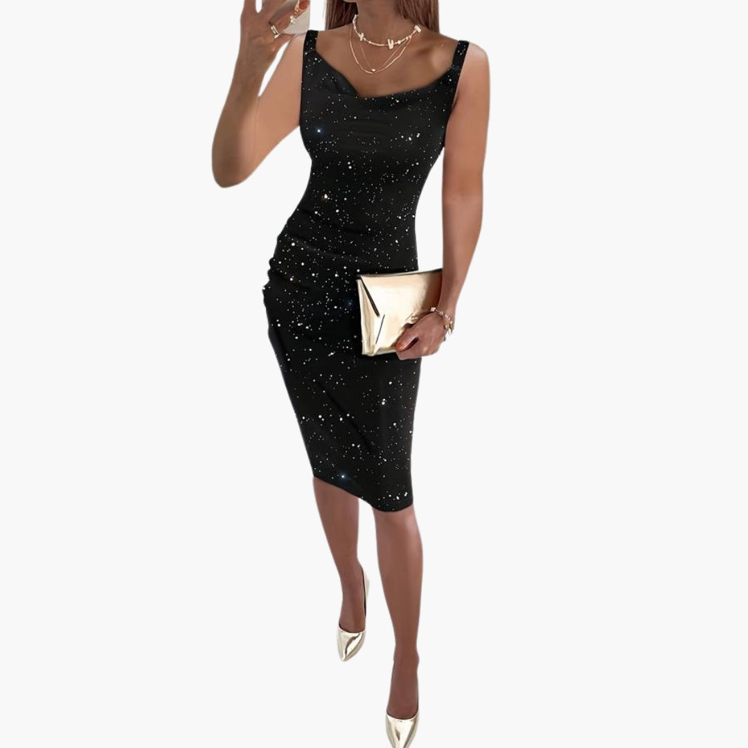 Robe femme sans manches avec surface pailletée