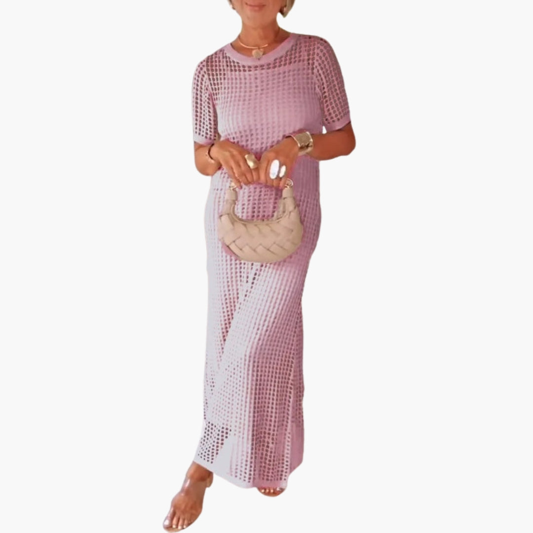 Robe longue femme à découpe avec couche intérieure