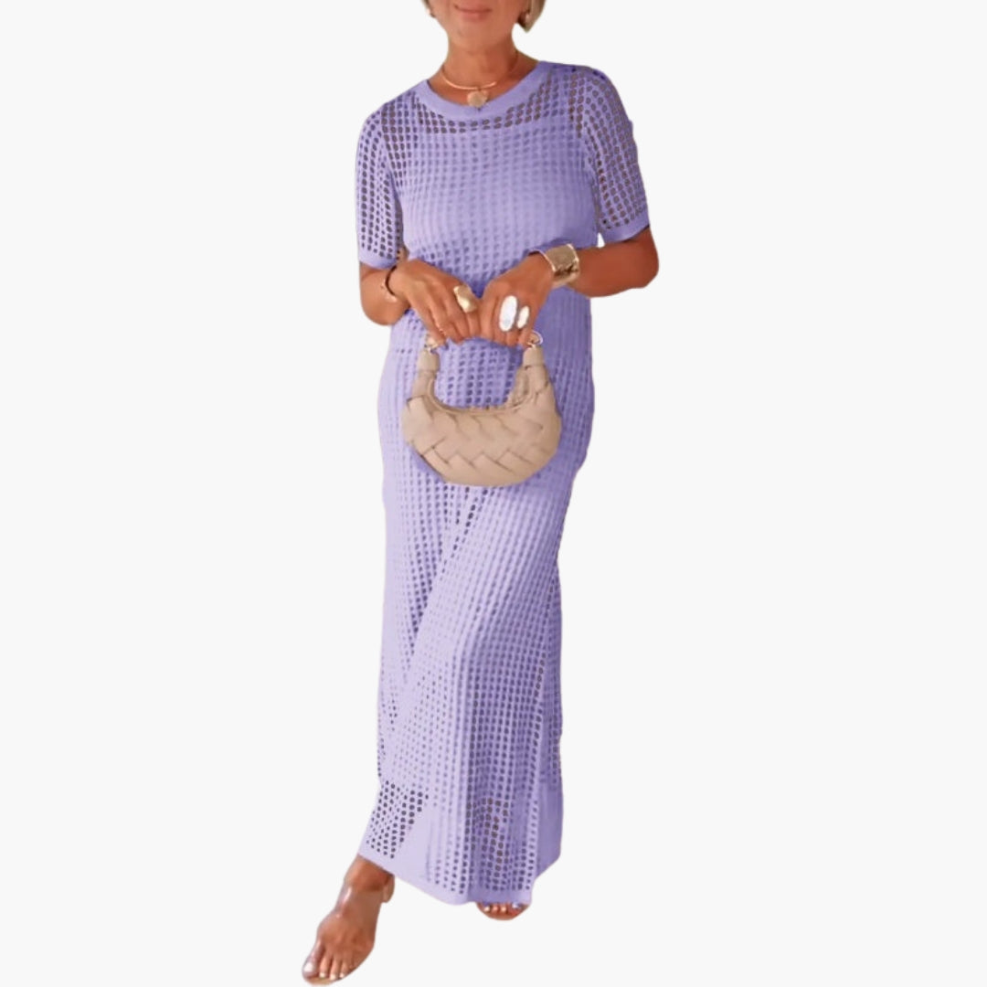 Robe longue femme à découpe avec couche intérieure