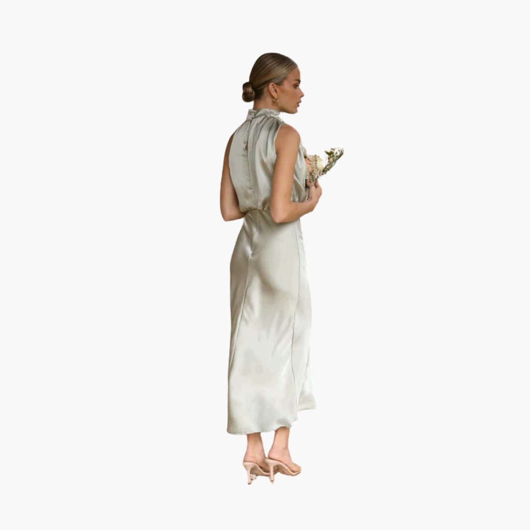 Robe longue femme avec encolure drapée