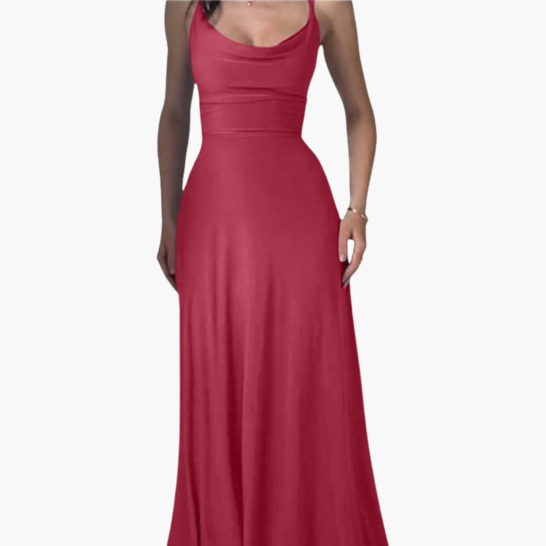 Robe longue femme sans manches avec col drapé