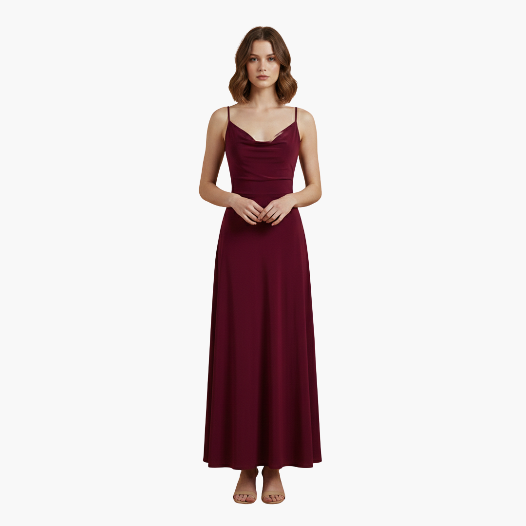Robe longue femme sans manches avec col drapé
