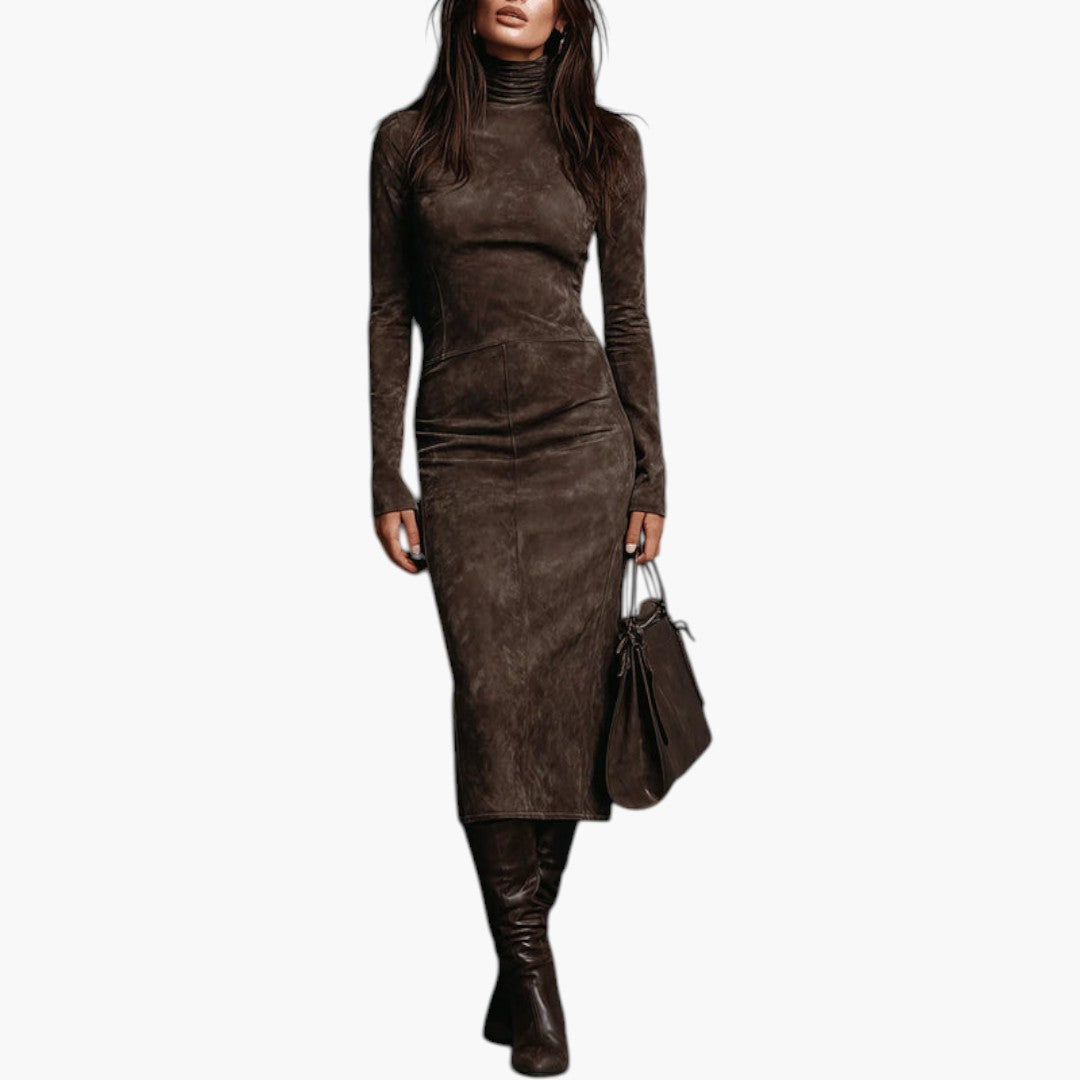 Abito midi lungo donna con scollo alto