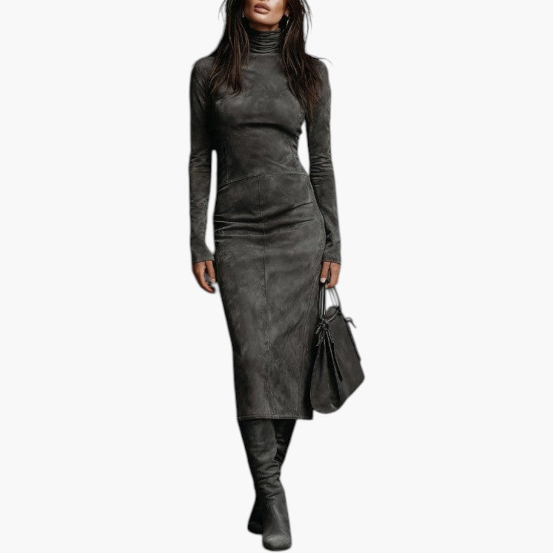 Abito midi lungo donna con scollo alto