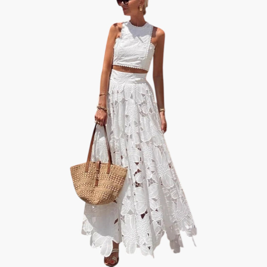 Robe maxi deux pièces femmes avec jupe florale