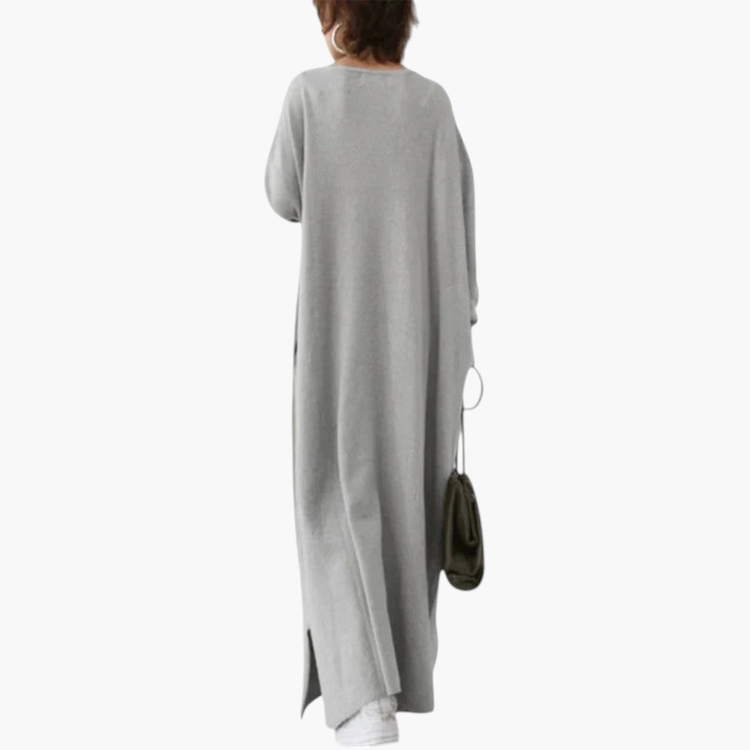 Abito maxi donna con maniche lunghe e taglio fluido