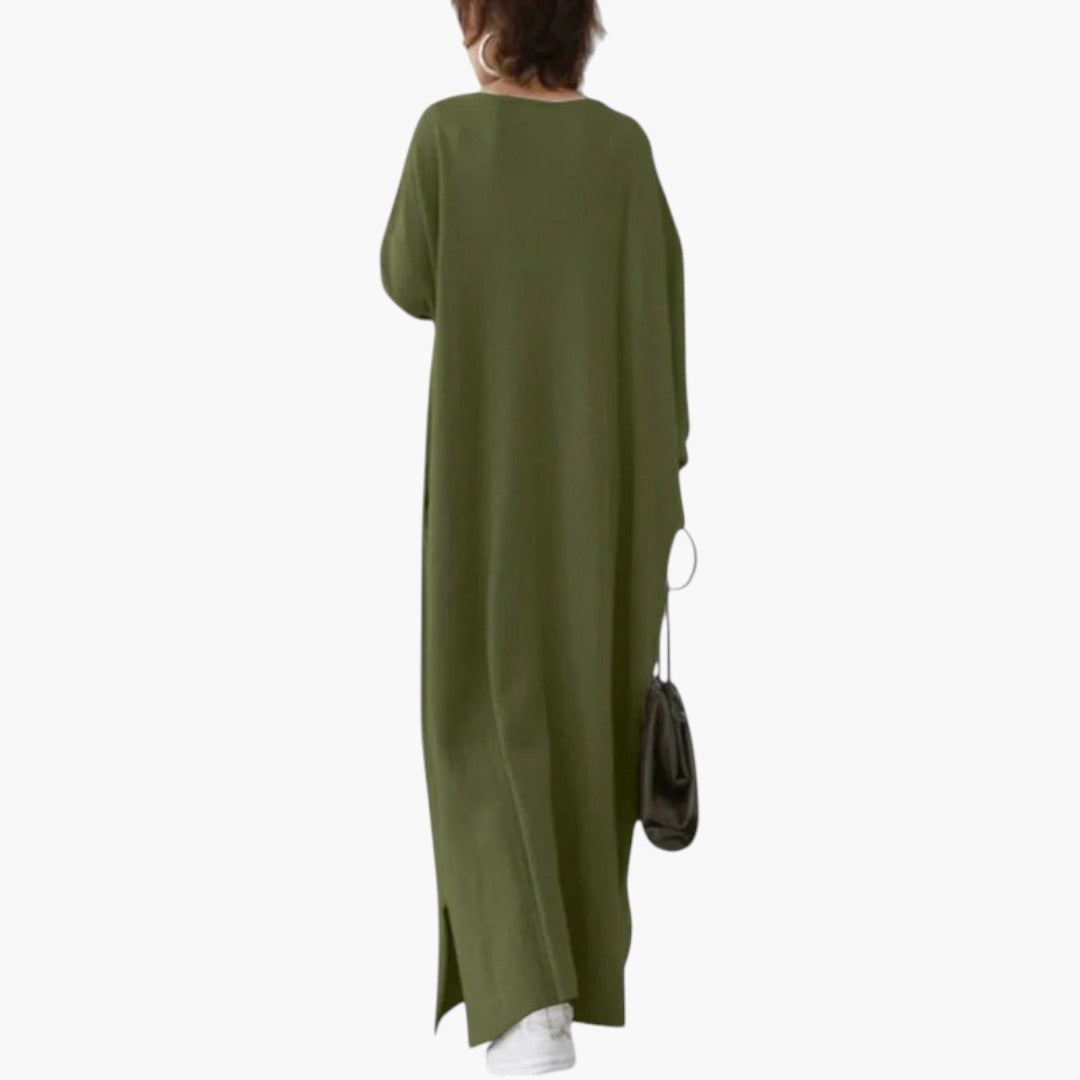 Abito maxi donna con maniche lunghe e taglio fluido
