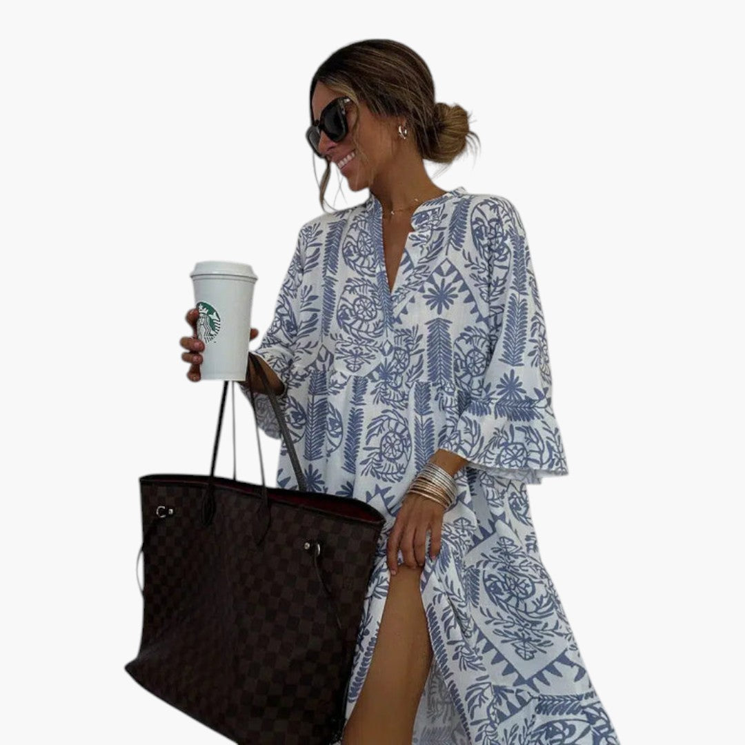 Robe midi femme avec motif imprimé et coupe fluide