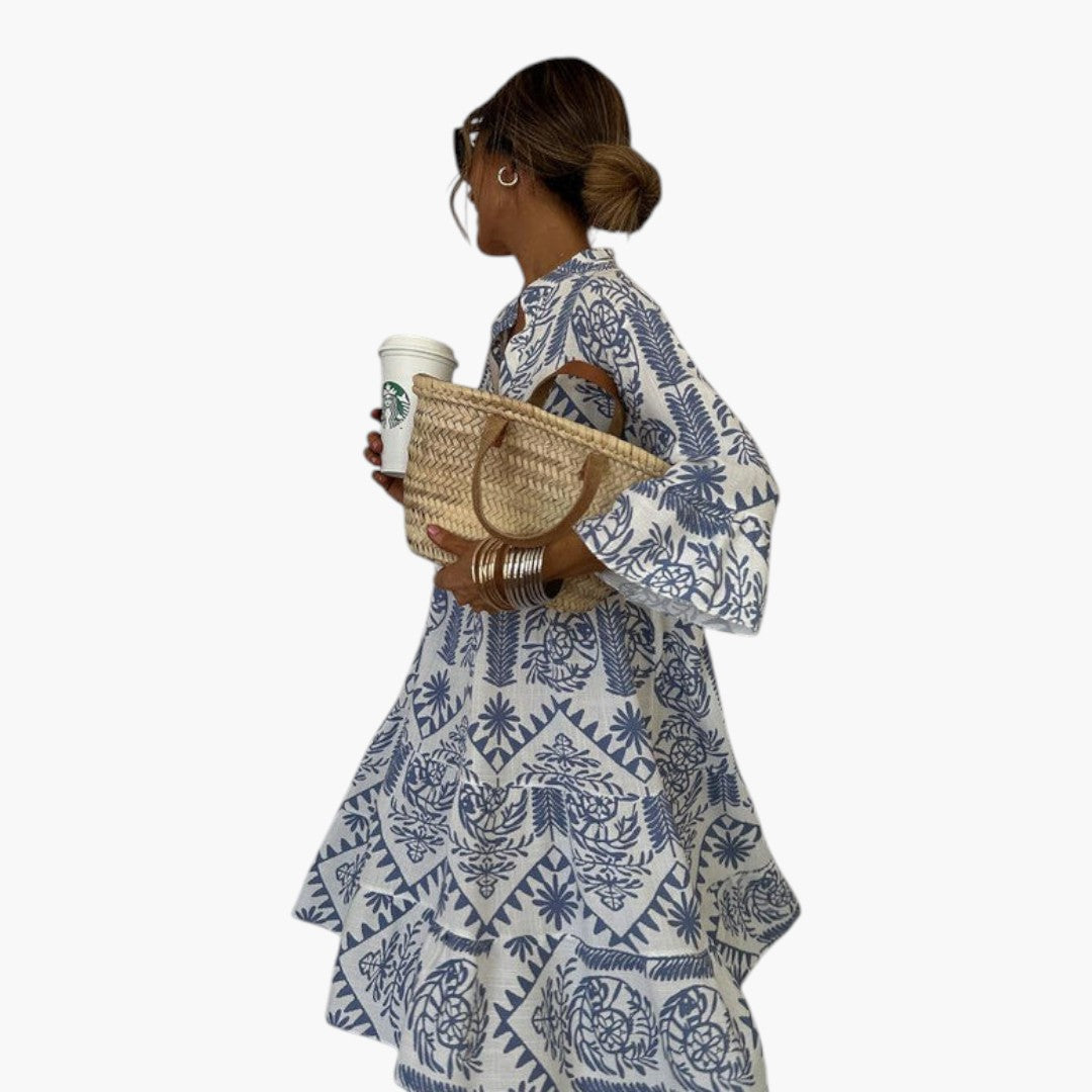 Robe midi femme avec motif imprimé et coupe fluide