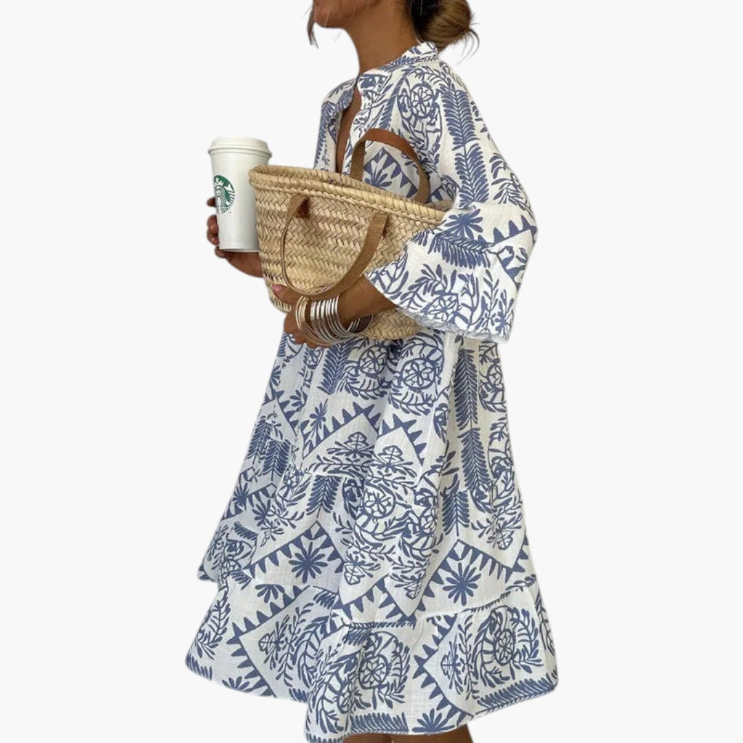 Robe midi femme avec motif imprimé et coupe fluide