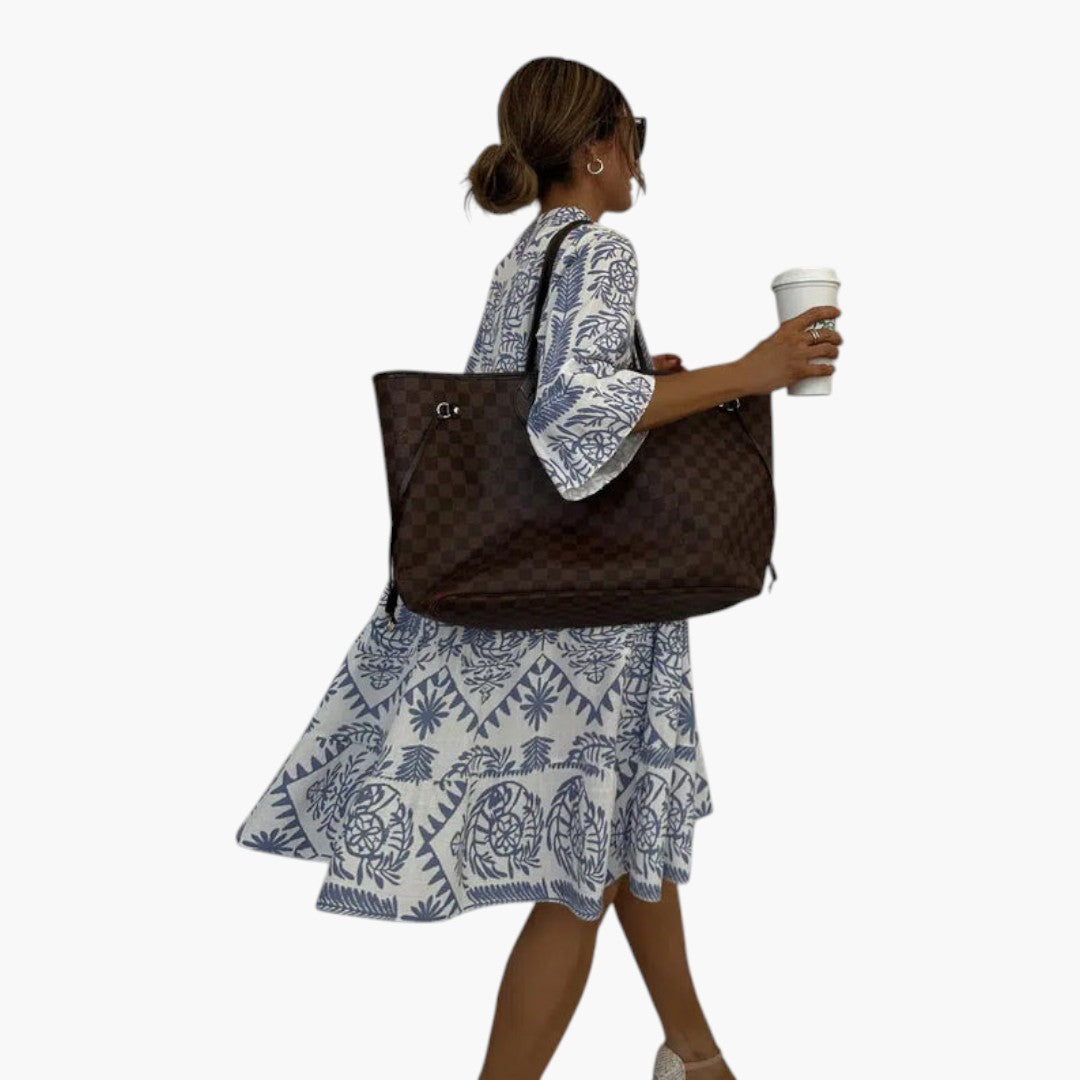 Robe midi femme avec motif imprimé et coupe fluide