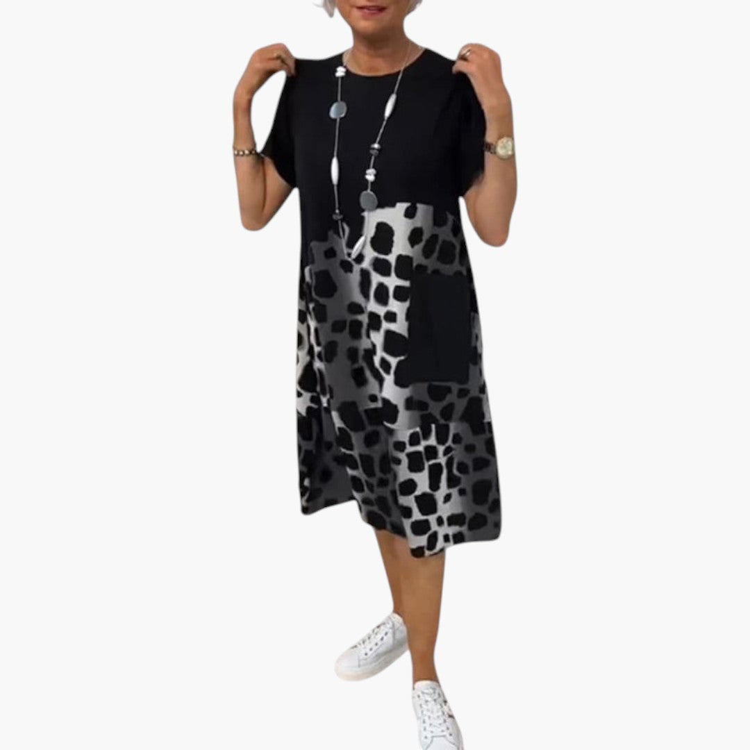 Abito midi donna maniche corte con superficie a motivo