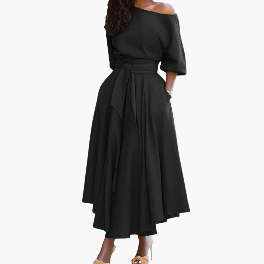 Robe midi pour femme à encolure épaules dénudées
