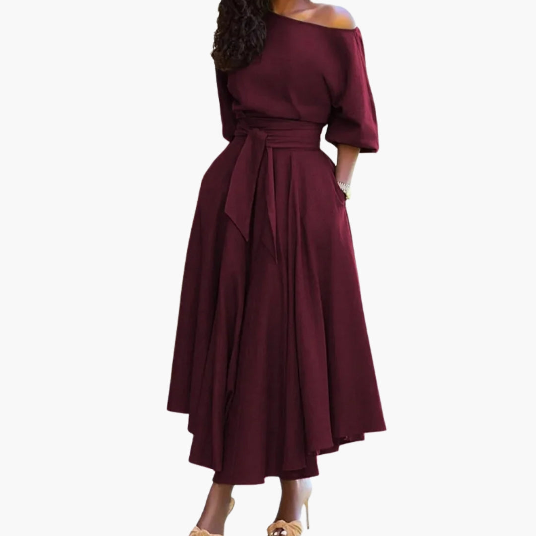 Robe midi pour femme à encolure épaules dénudées