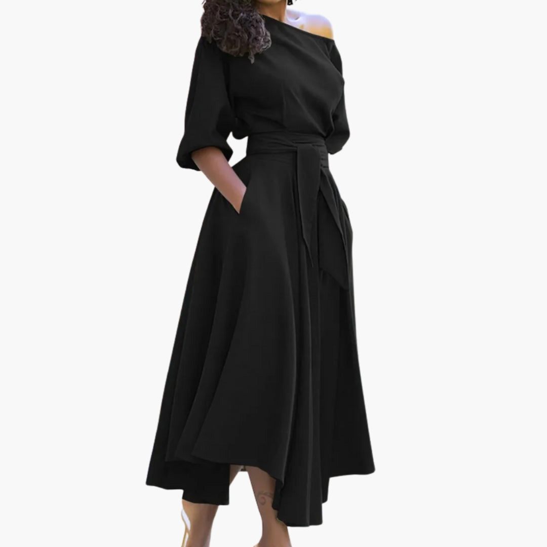 Robe midi pour femme à encolure épaules dénudées