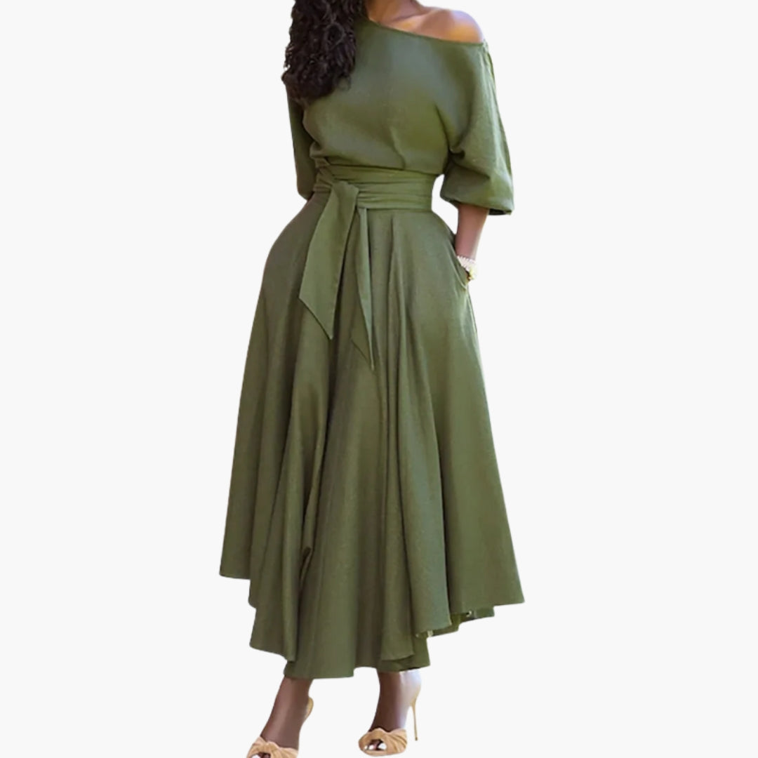 Robe midi pour femme à encolure épaules dénudées