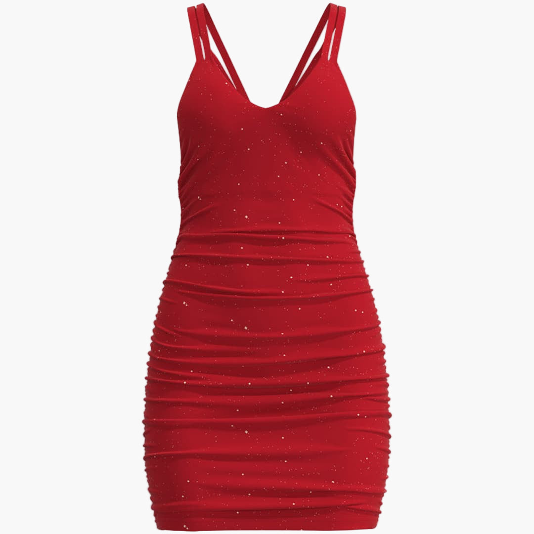 Robe pour femme avec bretelles fines et extérieur pailleté