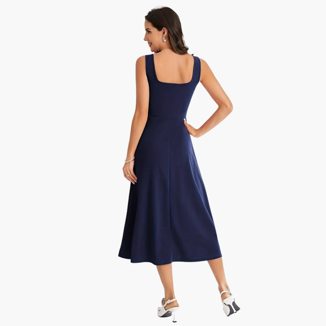 Robe sans manches femme avec encolure carrée