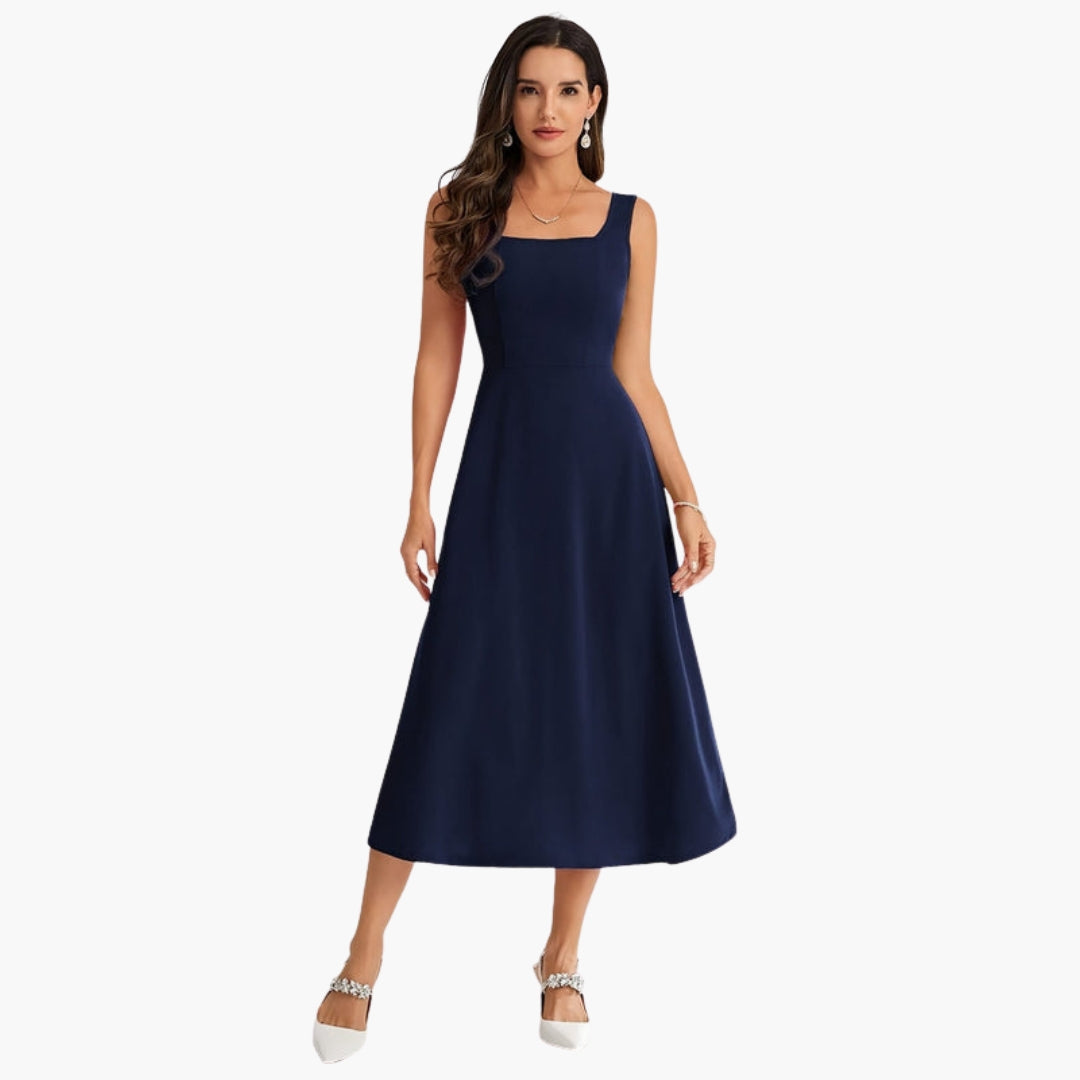 Robe sans manches femme avec encolure carrée