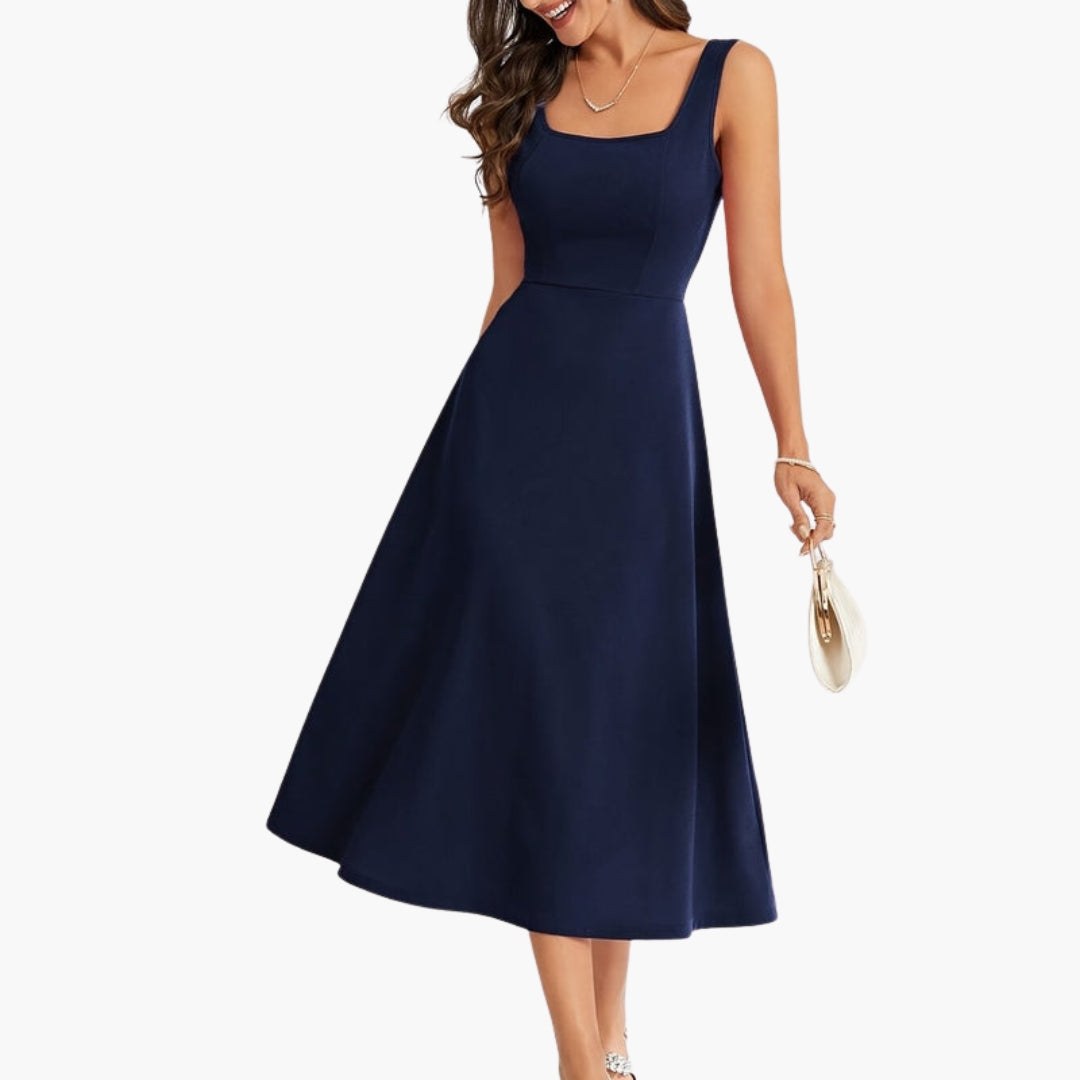 Robe sans manches femme avec encolure carrée