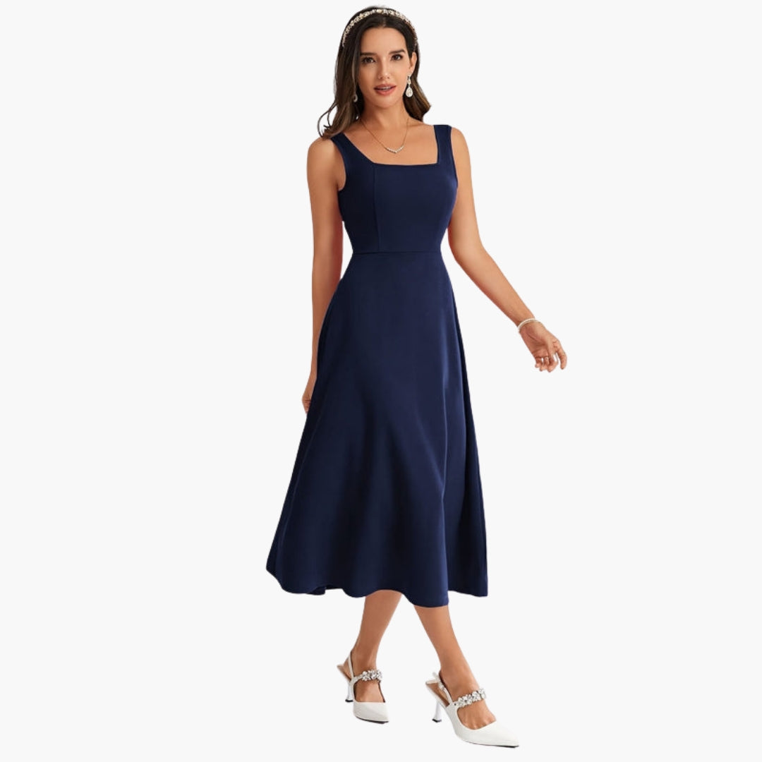 Robe sans manches femme avec encolure carrée