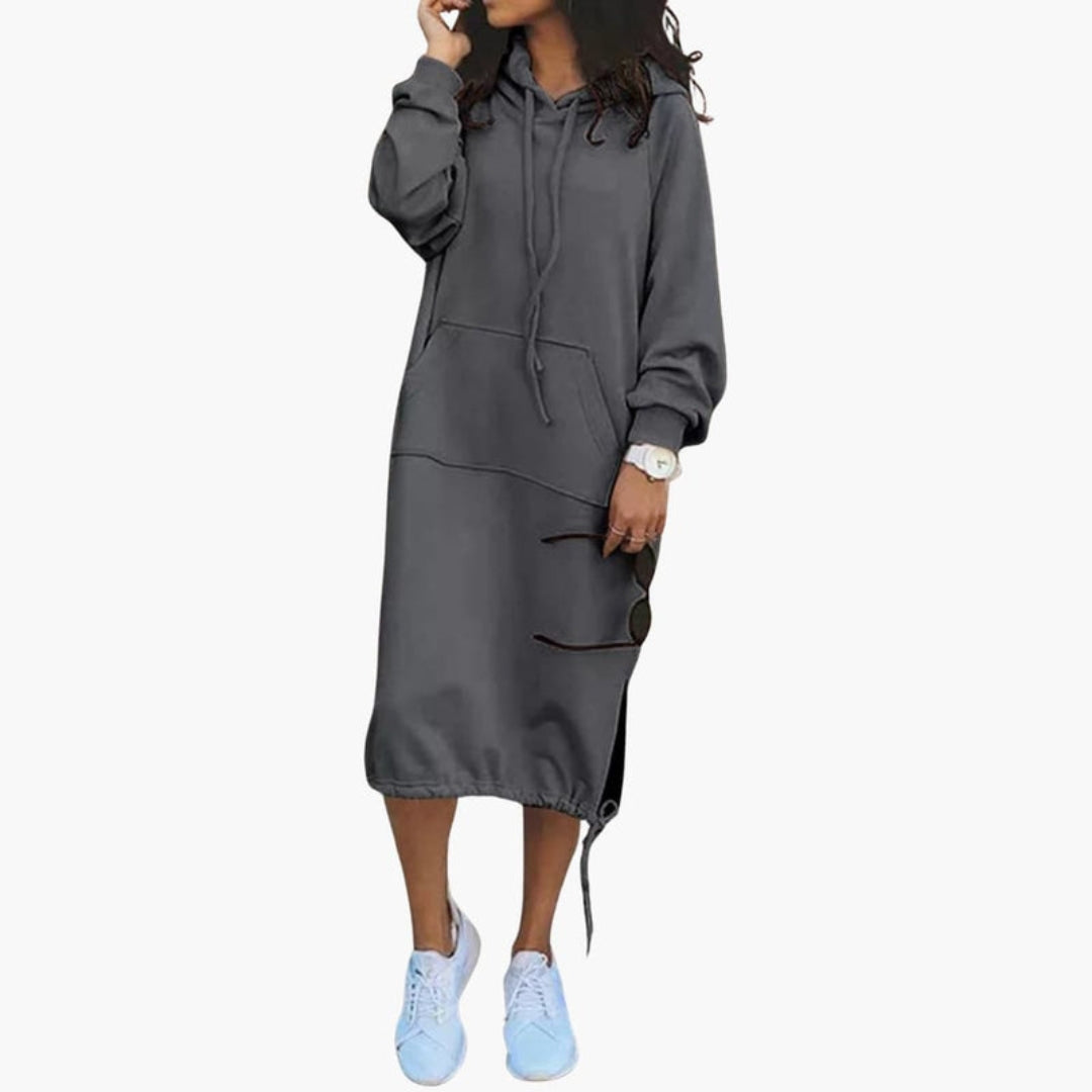 Vestito felpa donna con cappuccio e tasca anteriore