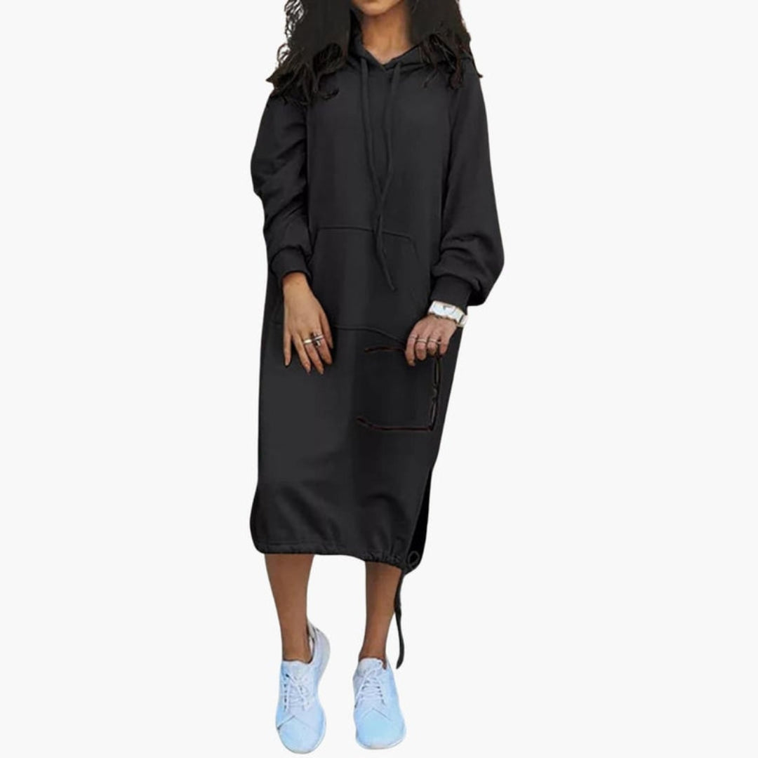 Vestito felpa donna con cappuccio e tasca anteriore