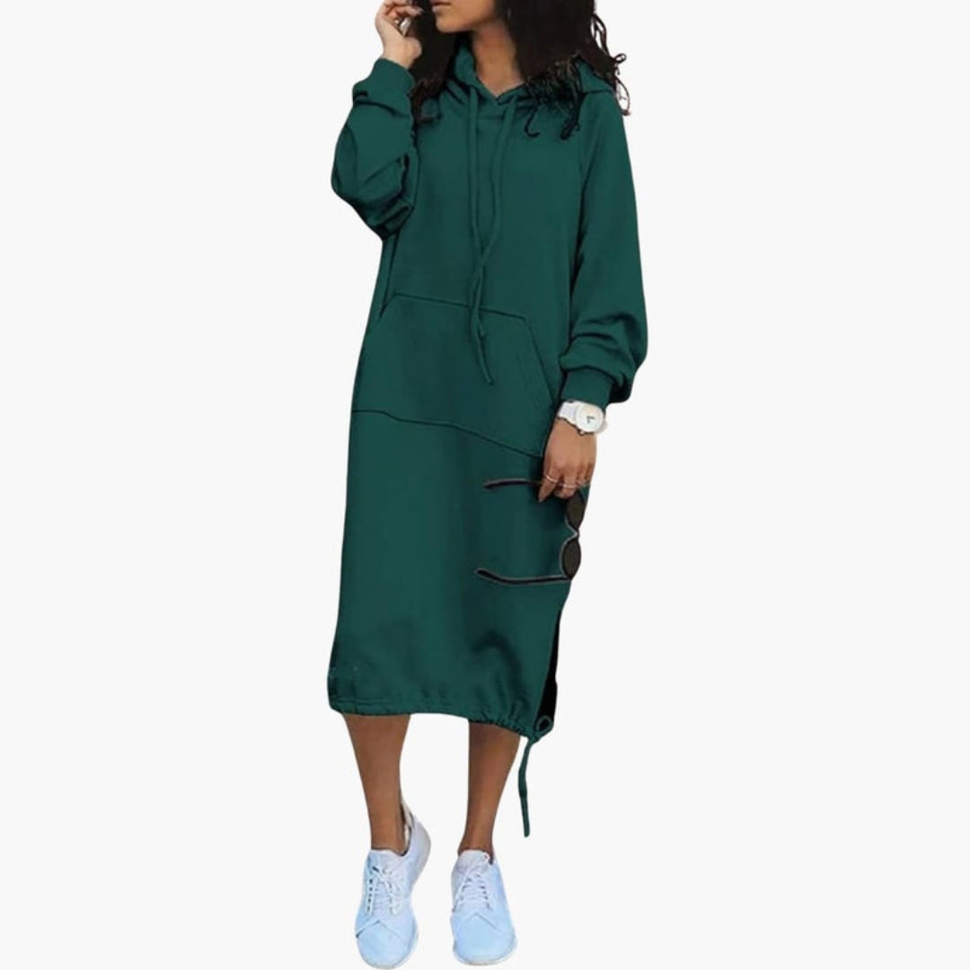 Vestito felpa donna con cappuccio e tasca anteriore