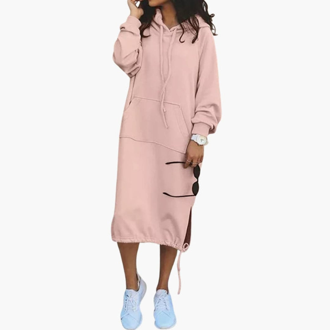 Vestito felpa donna con cappuccio e tasca anteriore