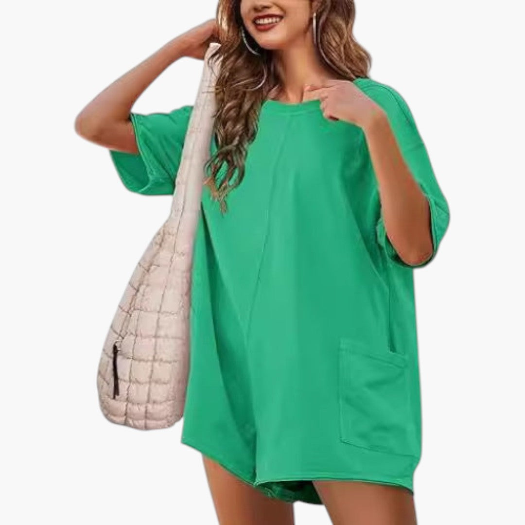 Robe t shirt femme col rond avec poche latérale