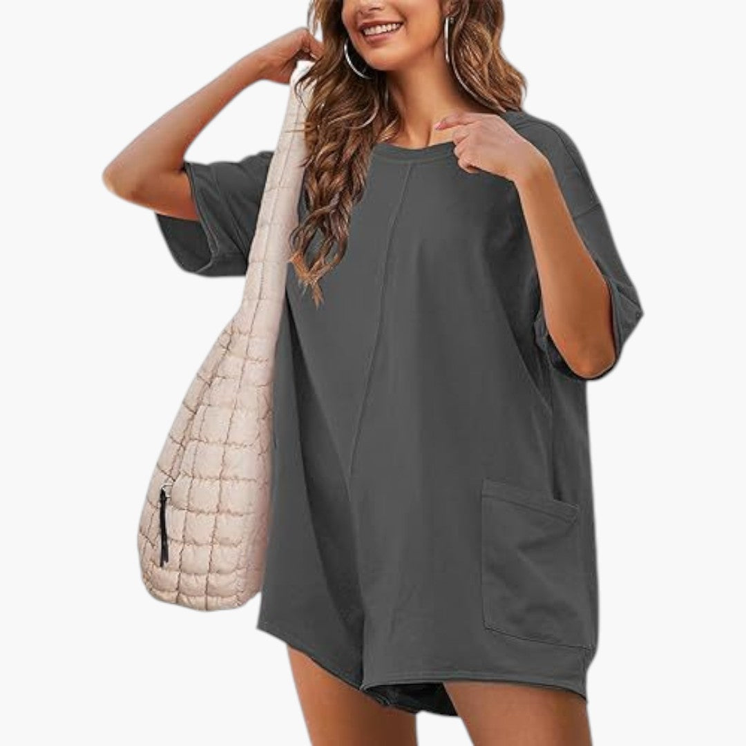 Robe t shirt femme col rond avec poche latérale