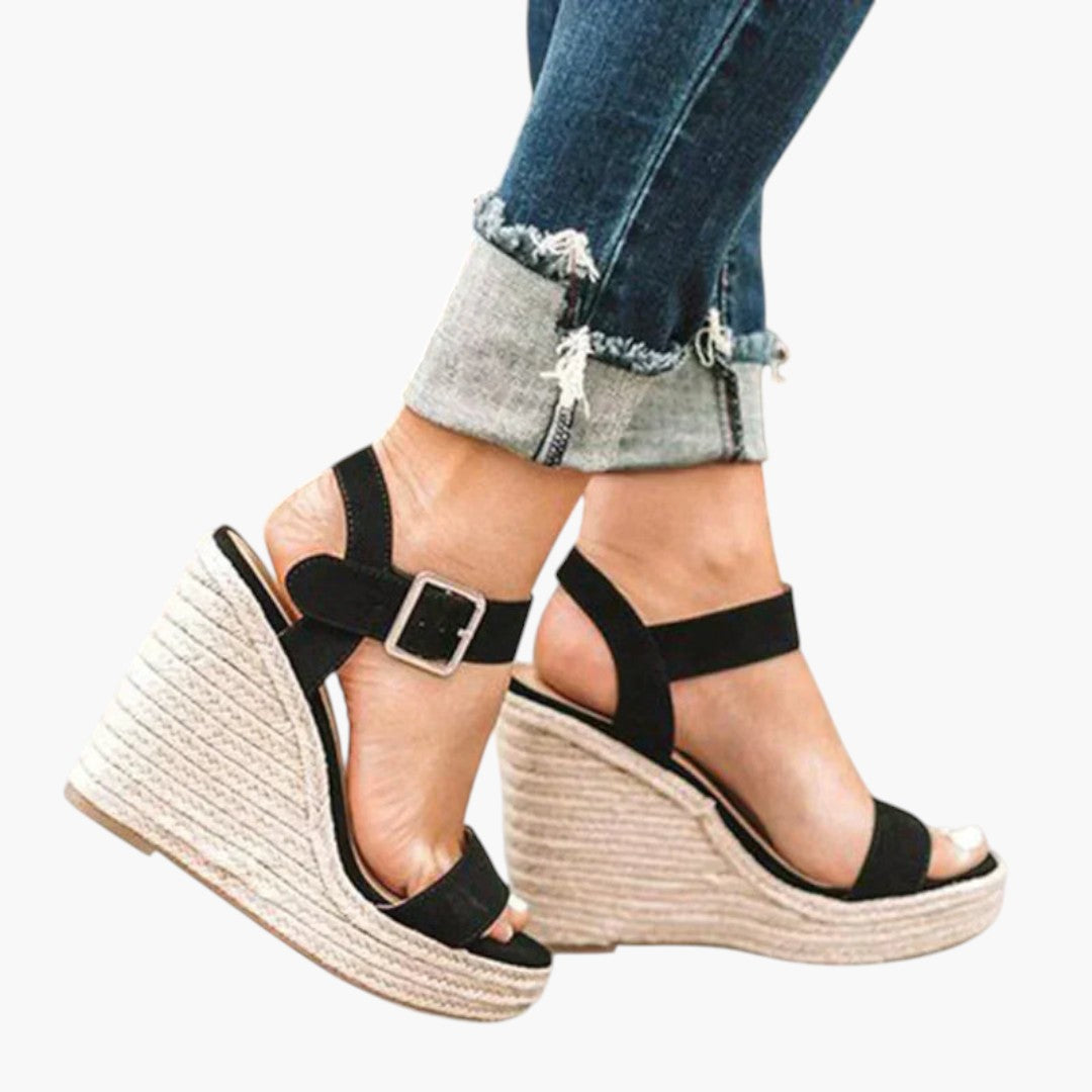 Sandales Femme avec Bride Ajustable et Talon Compensé