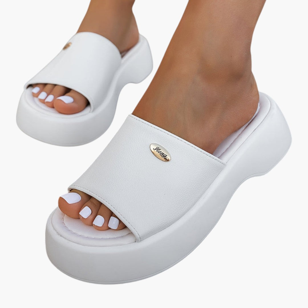Sandales Plateforme Femme avec Bout Ouvert et Semelle PU