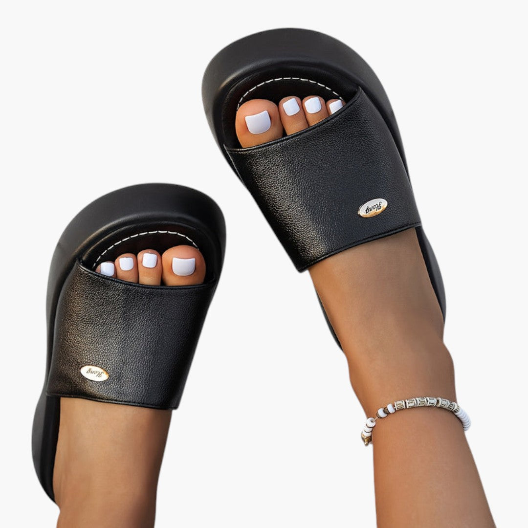 Sandales Plateforme Femme avec Bout Ouvert et Semelle PU