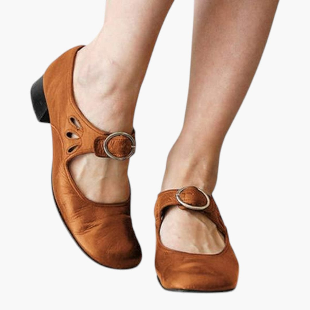 Sandales en cuir femmes a talon bas et semelle antidérapante