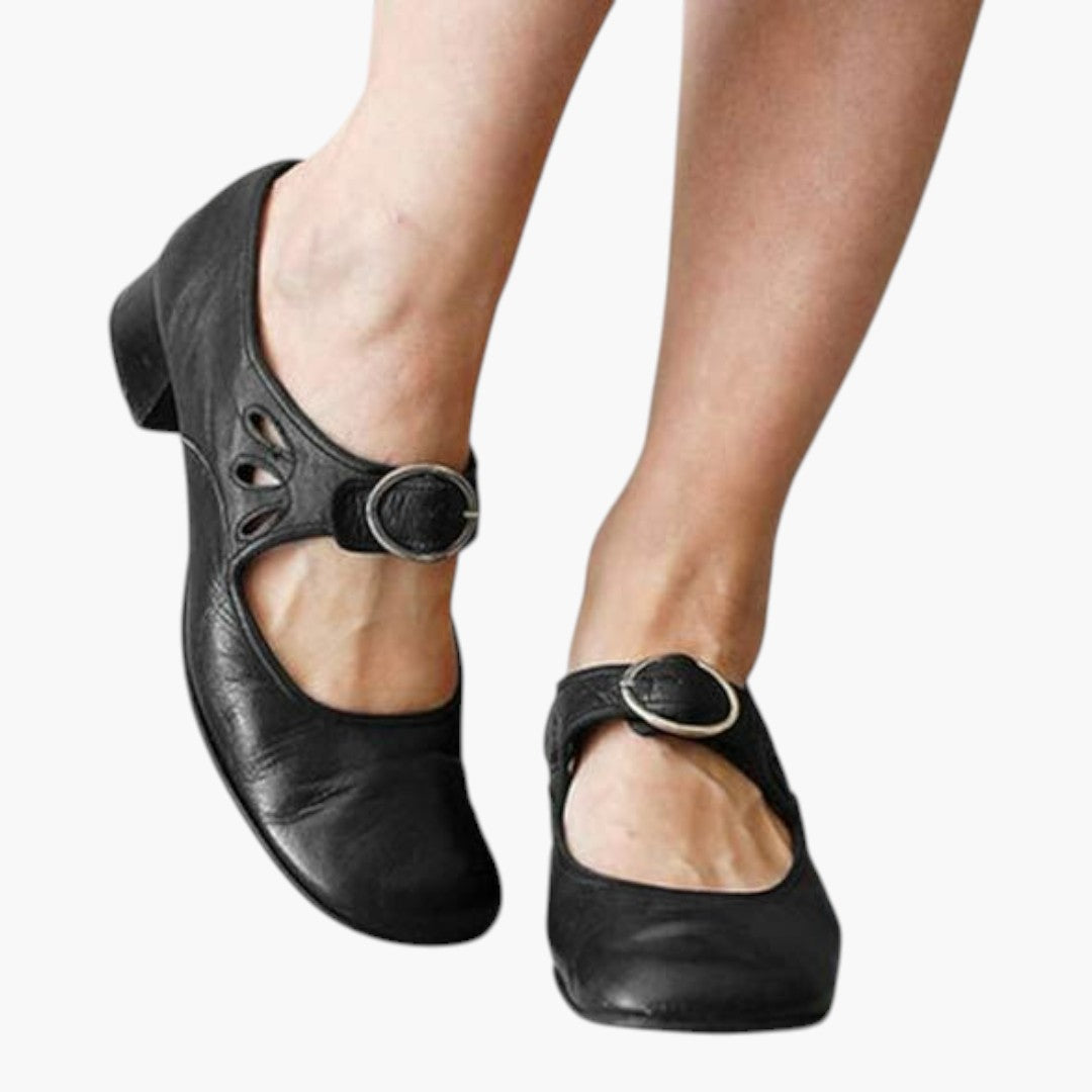 Sandales en cuir femmes a talon bas et semelle antidérapante