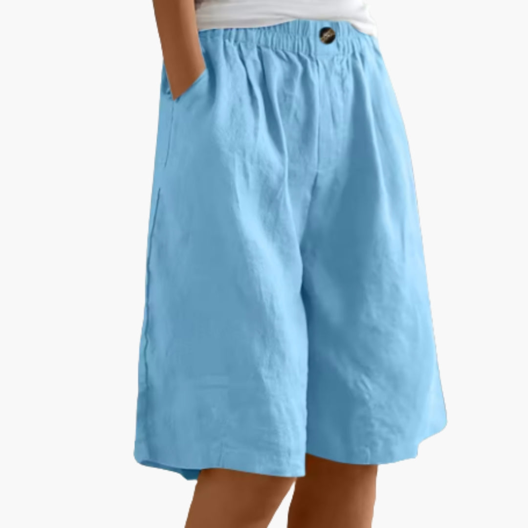 Short feminino com bolsos laterais e cintura elástica