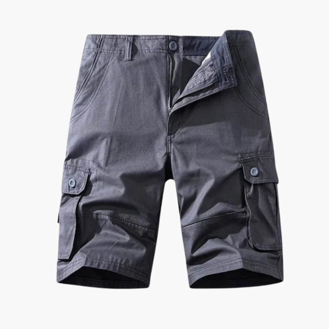 Kurze Herren-Cargohose mit Knopfverschluss