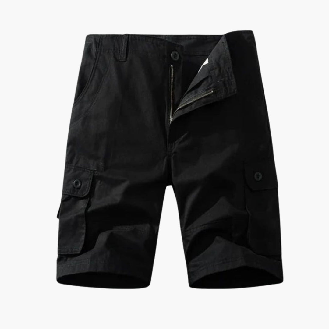 Kurze Herren-Cargohose mit Knopfverschluss