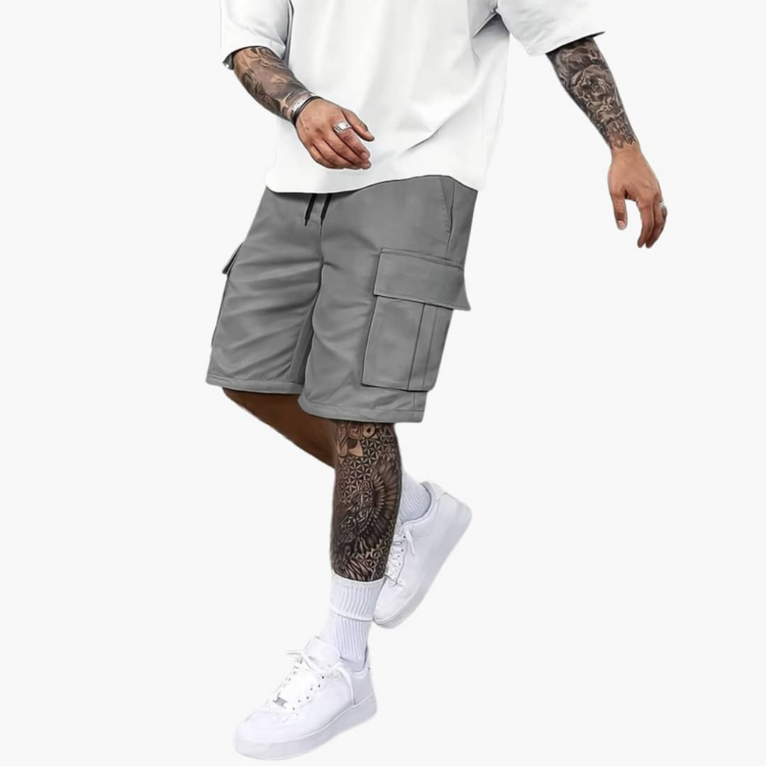 Short cargo homme a taille à cordon